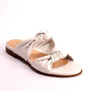 ITALIAN Pearl Leather Slides Sandals Flat